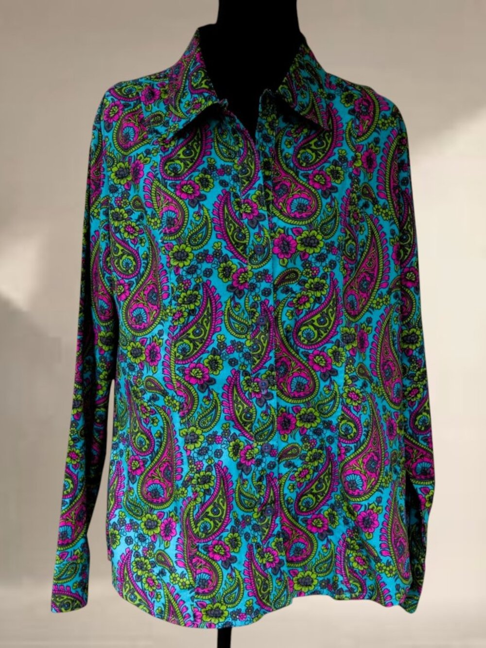 Womens XL U.S. Polo Assn Turquoise Pink Paisley Floral Button Front Shirt